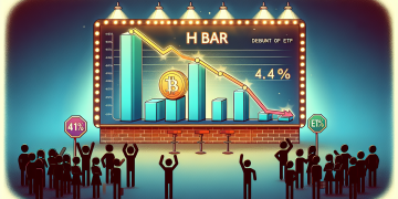 Professional AI-generated editorial image: HBAR Declines 4% Following ETF Debut as Initial…
